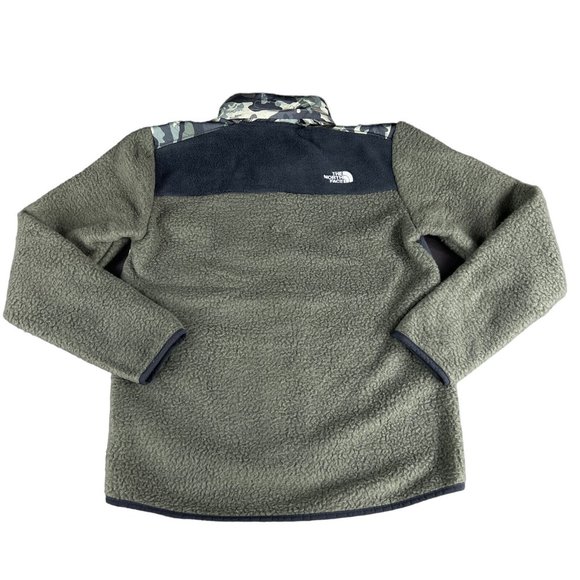 The North Face Forrest Green Mash Up Camo Fleece Jacket Youth Boy's Size XL - Picture 6 of 7